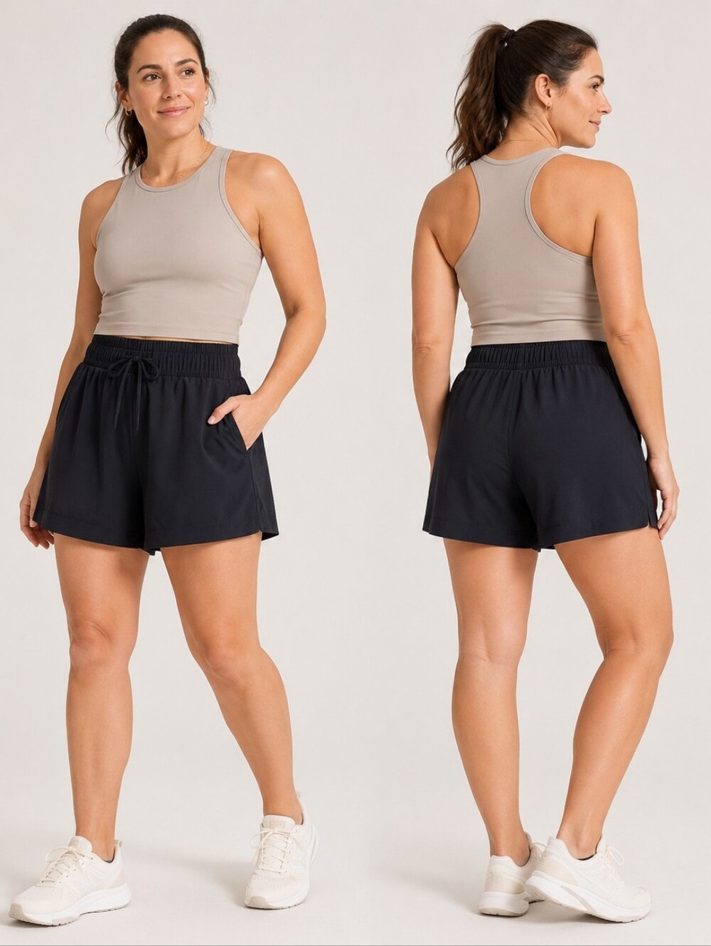 All in Motion Women’s Size L Black 3.5" Wide Leg Shorts High Rise Athleisure Spo